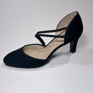 LifeStride® Grace sandals women’s black faux‎ suede size 10W (1854)